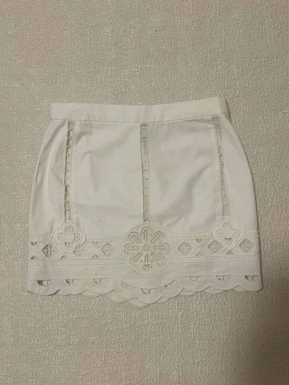 Isabel Marant White Embroidered Eyelet Mini Skirt
